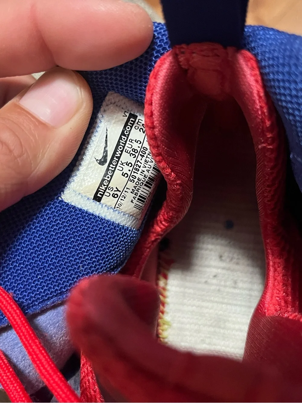 Nike youth Griffey #24  High-Top Sneakers in Blue and Red
